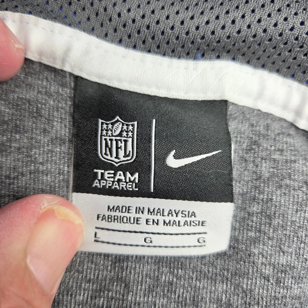 Nike NFL New England Patriots Pat Patriot Hoodie Blue Grey Mens Large Colorblock